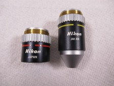 Nikon E 4x and 10x Microscope Objective Lenses 160mm Japan 