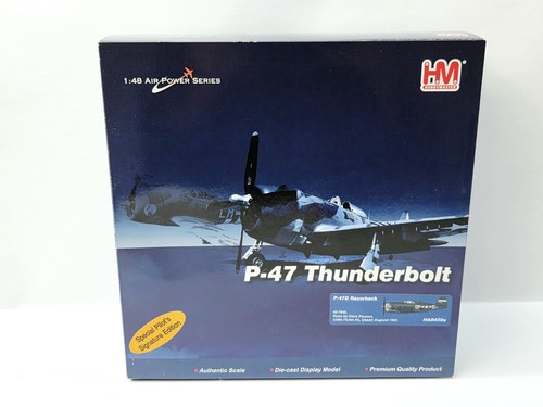 HOBBY MASTER P-47 THUNDERBOLT RAZORBACK PILOT SIGNED 1/48 SCALE VERY NICE!!!