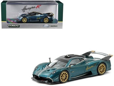 Pagani Huayra R Turquoise Carbon Fiber with Gold Wheels ''Global64'' Series 1/64 D