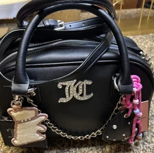 NEW Juicy Couture Satchel Handbag with Bag Charms Black NWT