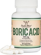 Boric Acid Suppositories 600mg Vaginal Suppository, 60 Count Supports Vaginal