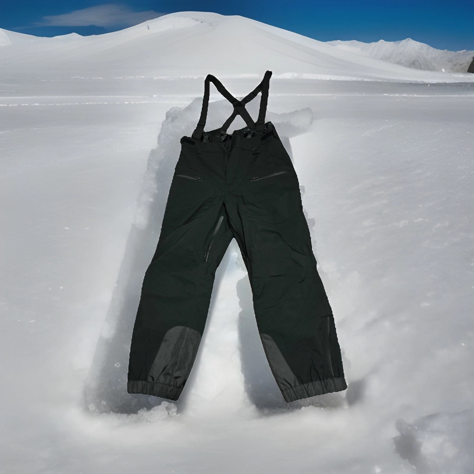 Gsou Unisex Black Detachable Suspenders, Insulated, Waterproof Snow Ski Bibs Lg