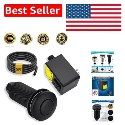 Matte Black Garbage Disposal Air Switch Kit with Brass Cover -  Certified