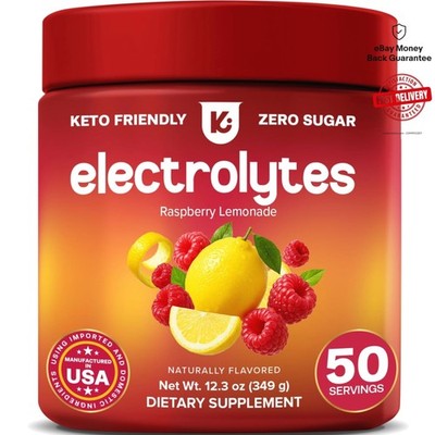 50 Servings of Sugar-Free Raspberry Lemonade Electrolyte Powder - Keto &