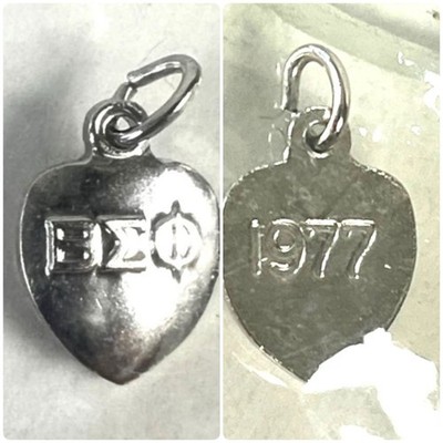 Beta Sigma Phi Vtg Sorority Silver Heart Charm 1977 Pendant Sealed New
