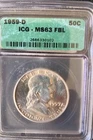 1959-D Franklin Half Ms-63 Full Bell Lines