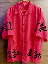 Vintage Y2K Jnco Jeans Red Black Felt Tribal Button Up Shirt Sz XL VTG Tee