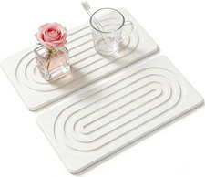 2 PCS Water Absorbing Diatomite Coasters, Stone Drying Mat for Kitchen Counter,