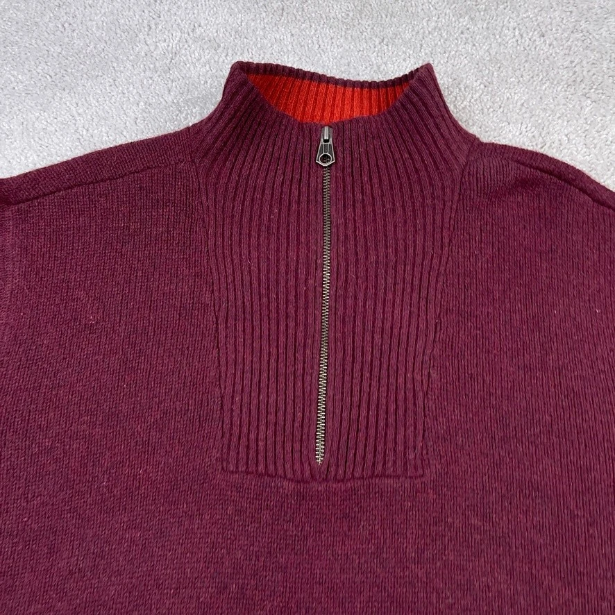 Vintage GAP Sweater Mens XL Red Maroon Lambswool Nylon Half Zip Pullover Y2K - Image 2 of 4