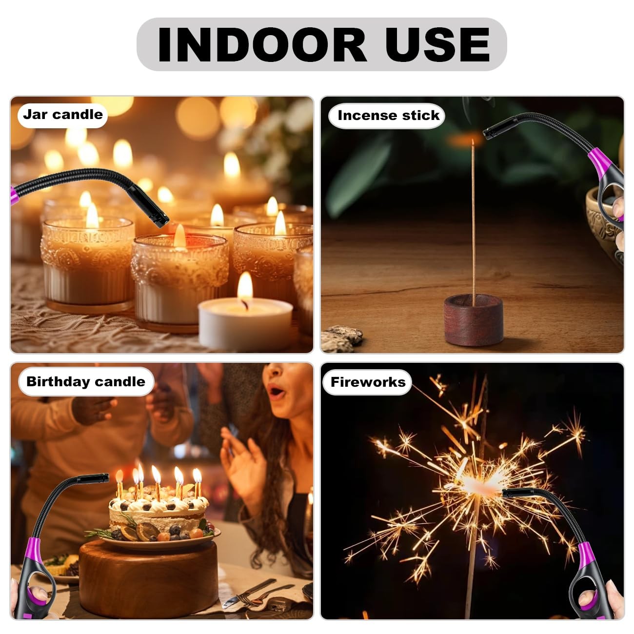 4 Pack Lighter Refillable Butane Lighters, Candle Lighters for Candle Camping...