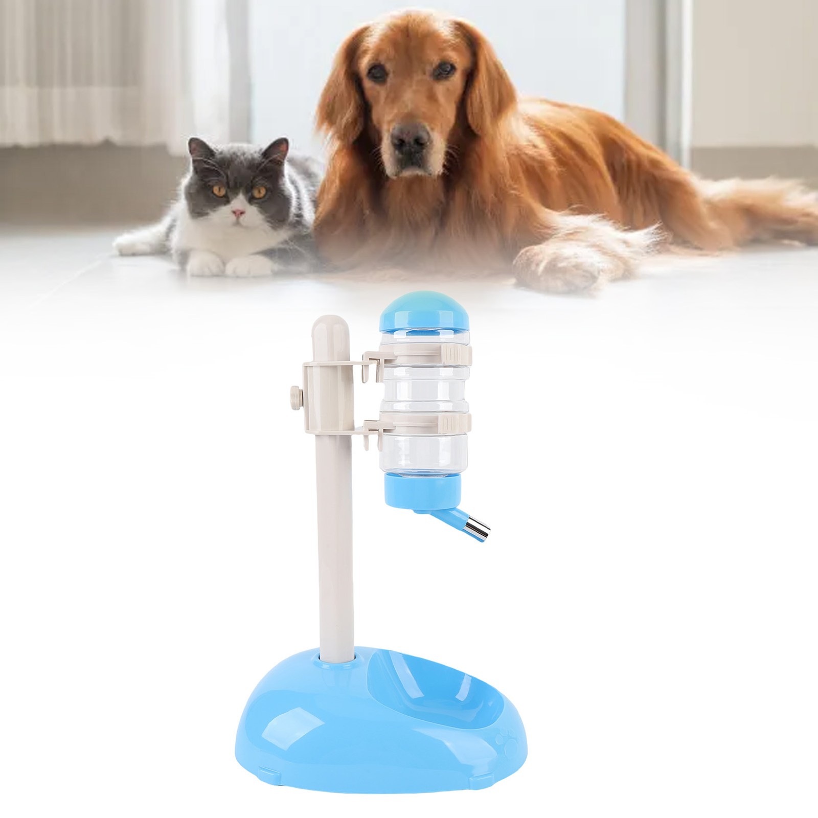 Pet Standing Water Dispenser Feeder Height Adjustable 500ml Capacity Standing