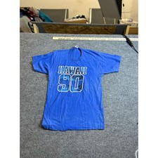 Fruit of the Loom T-Shirt Mens Size L Blue Hawaii 90 Graphic Cotton USA Made