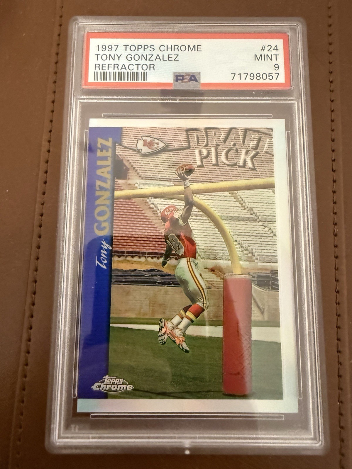Tony Gonzalez 1997 NFL Topps Chrome Rookie Refractor PSA 9 #24