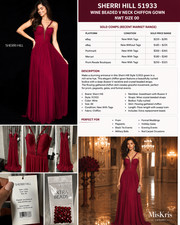 Sherri Hill 51933 Wine Beaded V Neck Chiffon Prom Gown NWT Size 00