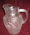 Vtg Anchor Hocking Sandwich Pattern depression clear glass Pitcher