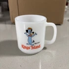 Vintage  Kings Island Huckleberry Hound Milk Glass Mug Glasbake Hanna Barbera
