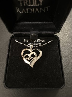 NEW In Original Box Sterling Silver  MOM  Necklace w/Cubic Zirconia 16  Chain