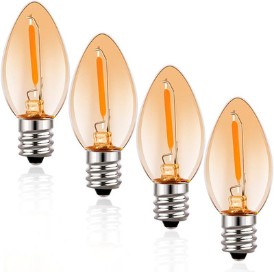 Emotionlite Night Light Bulbs, Amber LED C7 Bulb, 4W 5W 6W 7W Equivalent, E12 Ca