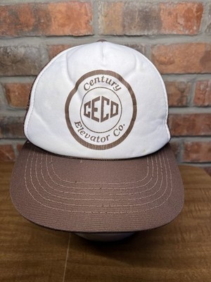 Vintage CECO Century Elevator Company Tan Brown Mesh Snapback Trucker Hat Hanes