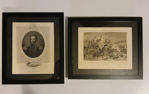 1862 Civil War Framed Prints Gen. Lyon & Battle Of Wilsons Creek By F.O.C.Darley