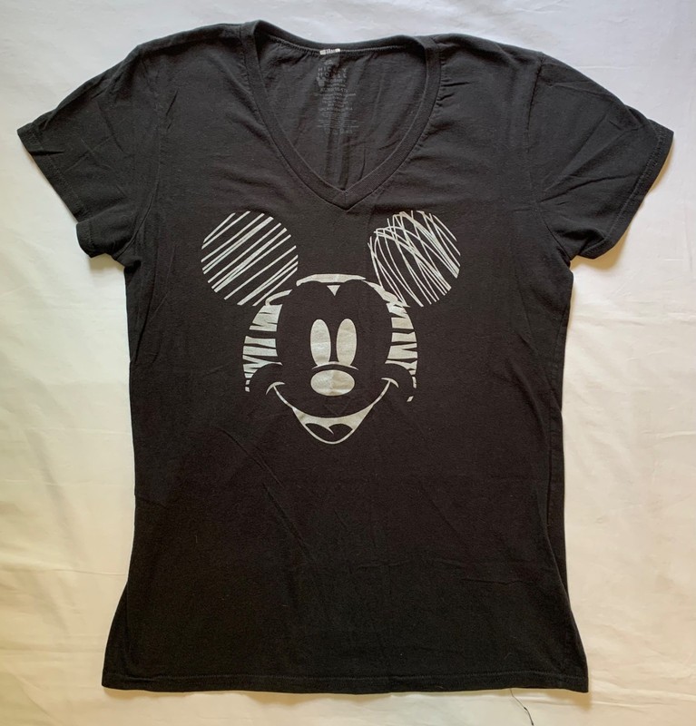 Girls Mickey Mouse T-Shirt XLG (15-17) Shiny Silver Lines