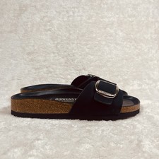 Birkenstock Madrid Big Buckle Sandal Size 39EU  8US Black Slipon Soft Footbed