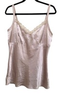 George Ladies Satin Lace Trim Beige Camisole Size L