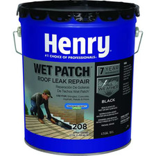 HENRY Wet Patch Roof Leak Repair Asphalt Roof Coatings, Asphalt, Black, 5 gal