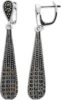 Markasit OhrhäNger Silber 925 Schwarze Natur Edelsteine
