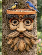 Tree Face Decor Outdoor Bird Feeder – 11 x 8 Inch Resin Nature Hugger Sculptu...