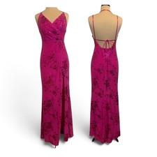 NEW Women's Sequin Dress M Pink Floral Slit Open Back Formal Prom Fashion Nova