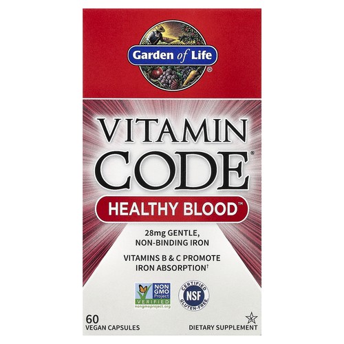 Garden of Life Vitamin Code Healthy Blood 60 Vegan Caps Dairy-Free, Dairy-Free ,