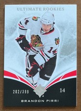 2010-11 BRANDON PIRRI UD ULTIMATE ROOKIE CARD #67 HAWKS #202/399. rookie card picture