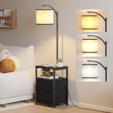 Floor Lamp with Table  2 Drawers, Lamp with USB Port and Outlet, Lamps for Nigh