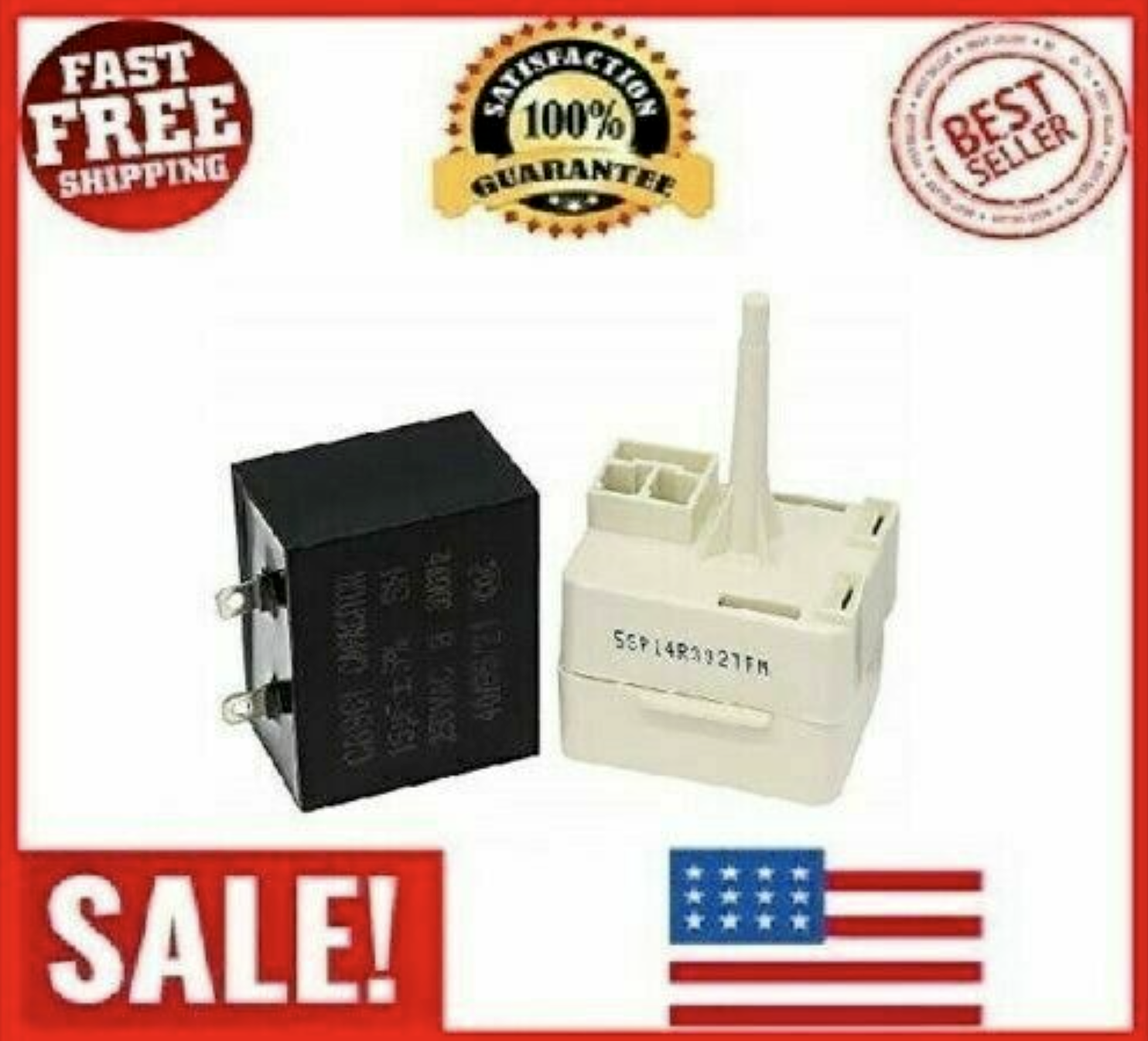 Kenmore Frigidaire Refrigerator Compressor Relay Start and Overload and capacito-image