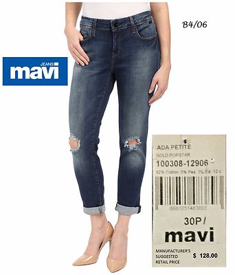 Jeans Mavi Ada Stretch Déchiré Vieilli Taille 30P L26 Pour Petites - Neuf Avec étiquettes