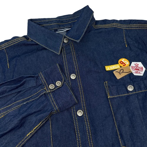 ROCAWEAR Vintage Mens Blue Denim Button Up Jacket Trucker Hip Hop Y2K 3XL