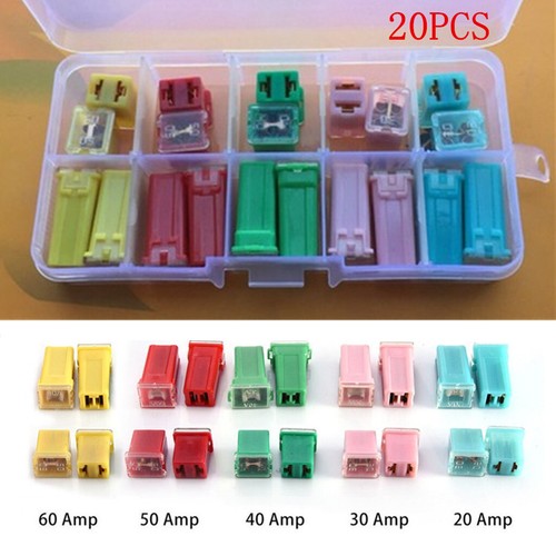 20Pcs Auto Fuses Mini Square Fuses Automotive Car Fuse Assortment Kit AMP W/Box - Picture 4 of 12