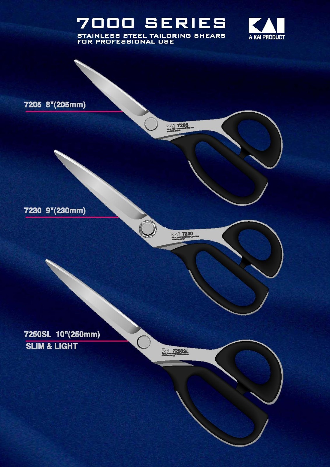 Kai Premium 9" (230mm) Professional Dressmaker & Fiberglass Scissors