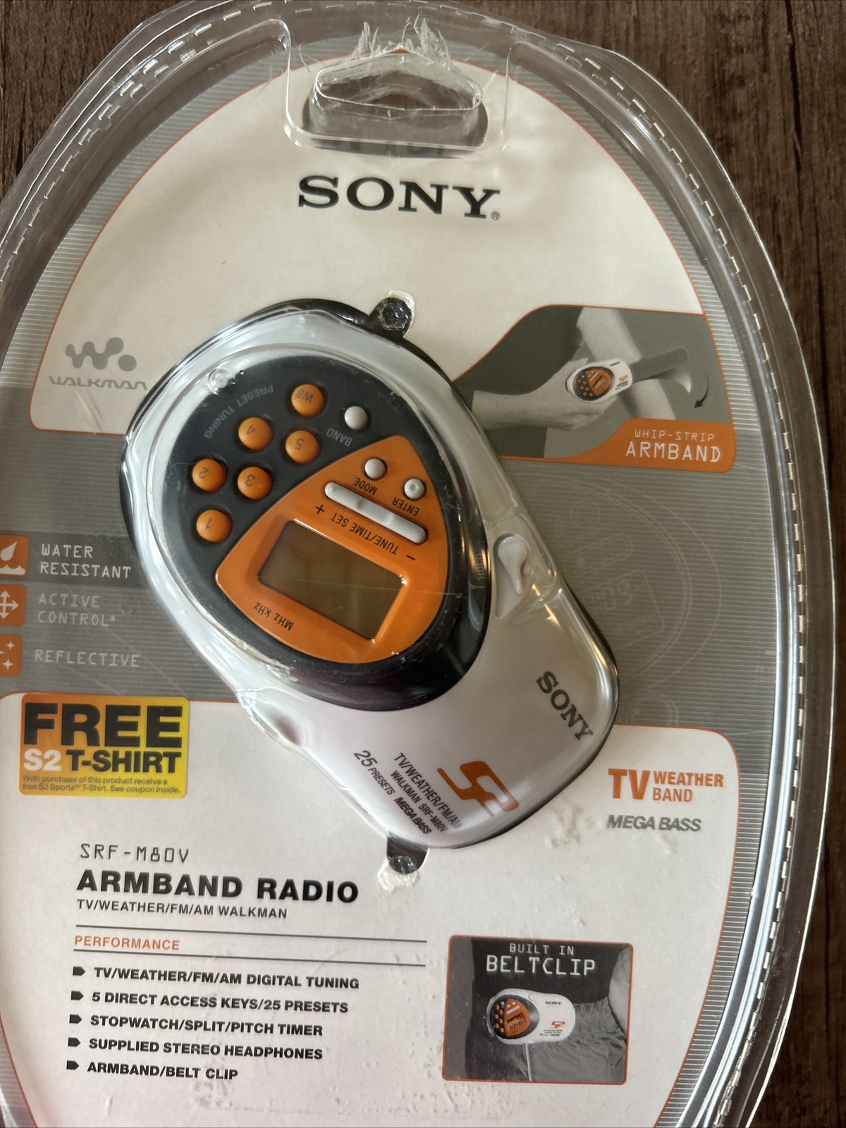 Sony WALKMAN Armband Radio SRFM80V Water Resistant FM/AM/TV/Weather