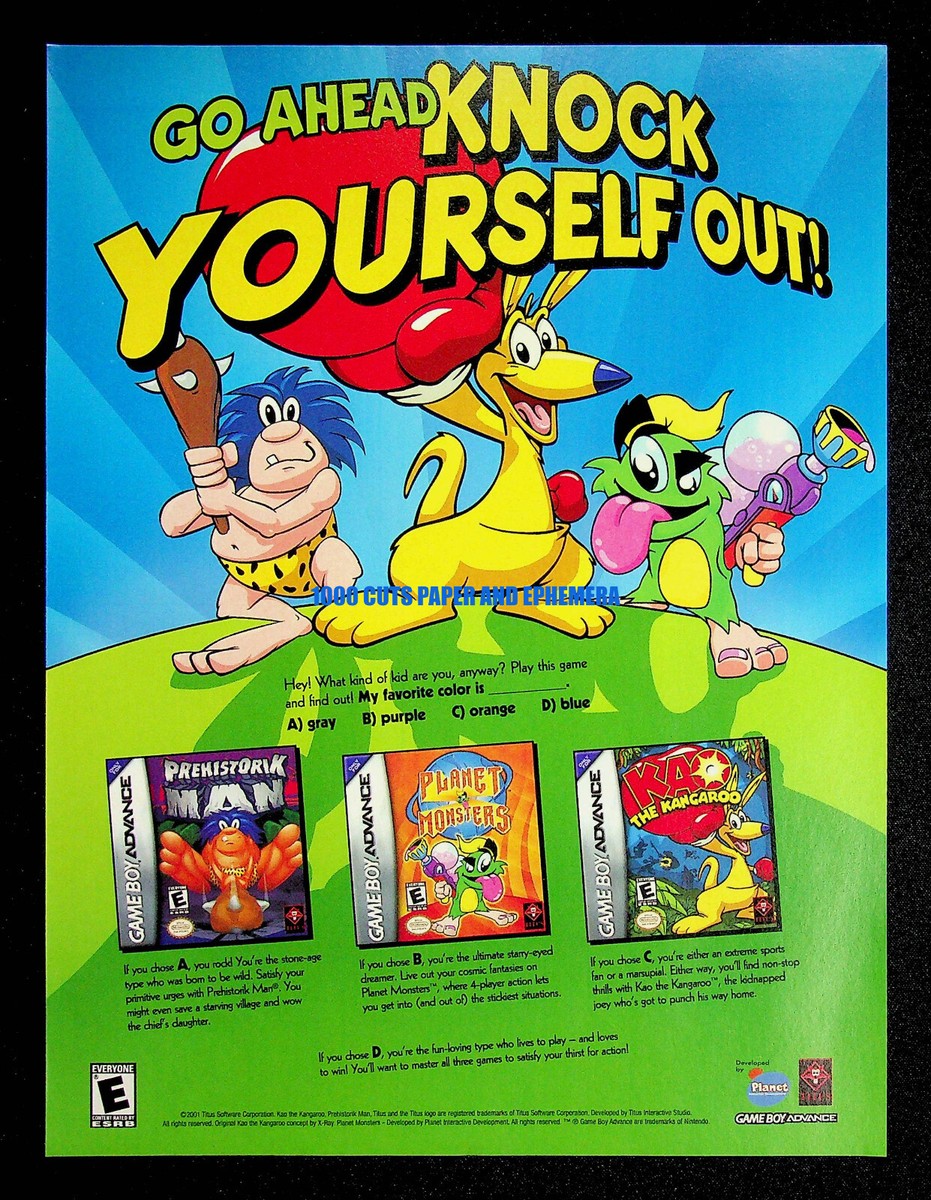 Kao the Kangaroo + Planet Monsters Titus 2002 Print Magazine Ad