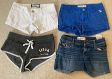 Lot of 4 Abercrombie and Fitch Low Rise Girls Shorts Denim Booty S 10 12 14