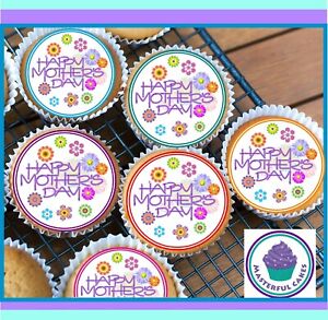 24x EDIBLE PERSONALISED RAINBOW CUPCAKE TOPPERS 1.5" ICING SHEETS PRE-CUT!! 
