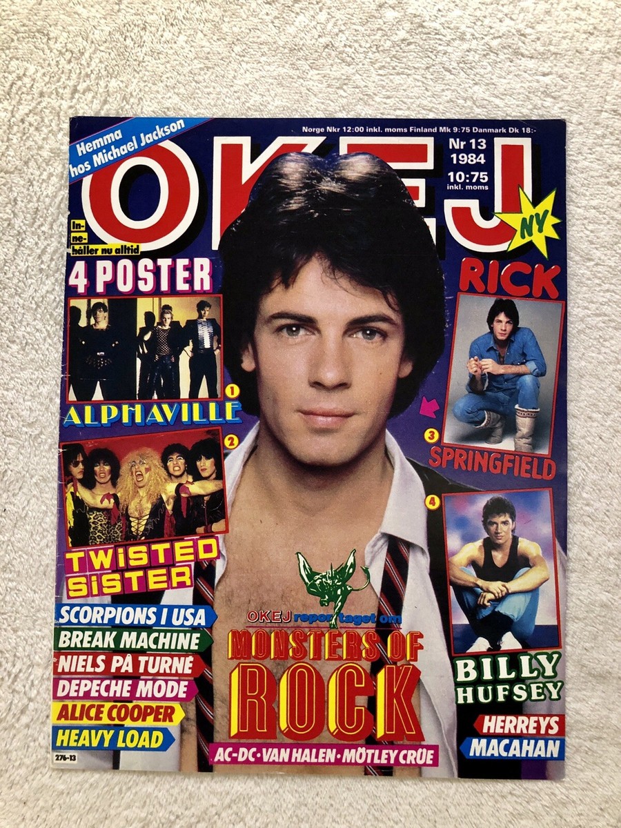 RICK SPRINGFIELD 1984 Clipping Poster Swedish Music magazine Okej