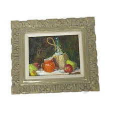 Vtg Mid Century Impressionism Oil Painting Signed Ornate Frame Still Life 1970
