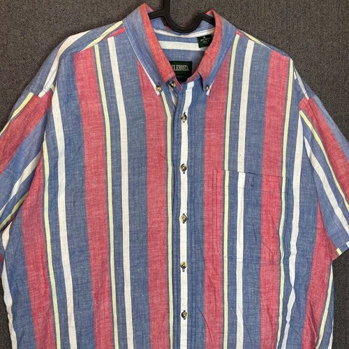 Saddlebred Shirt Men's XL Multicolor Shortsleeve Striped Vintage Preppy Colorful - Picture 2 of 9