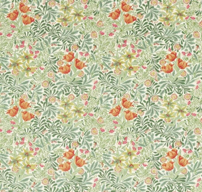 WILLIAM MORRIS VORHANG STOFF DESIGN Bower 3,2 METER KRÄUTER/SCHWEISSLEINENMISCHUNG