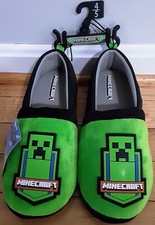 Minecraft Size 4-5, Green Creeper Big Boys Slip-On Slippers NWT