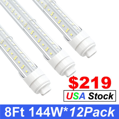12 Pack F96T12 HO LED Replacement Tube T8 8FT HO Led Tube Light R17D 144W 6500K