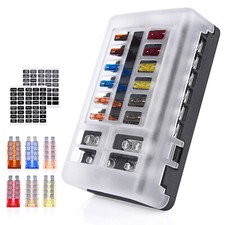 12Way ATC/ATO Blade Fuse Block LED Illuminate Fuse Box Holder for Car SUV Pickup